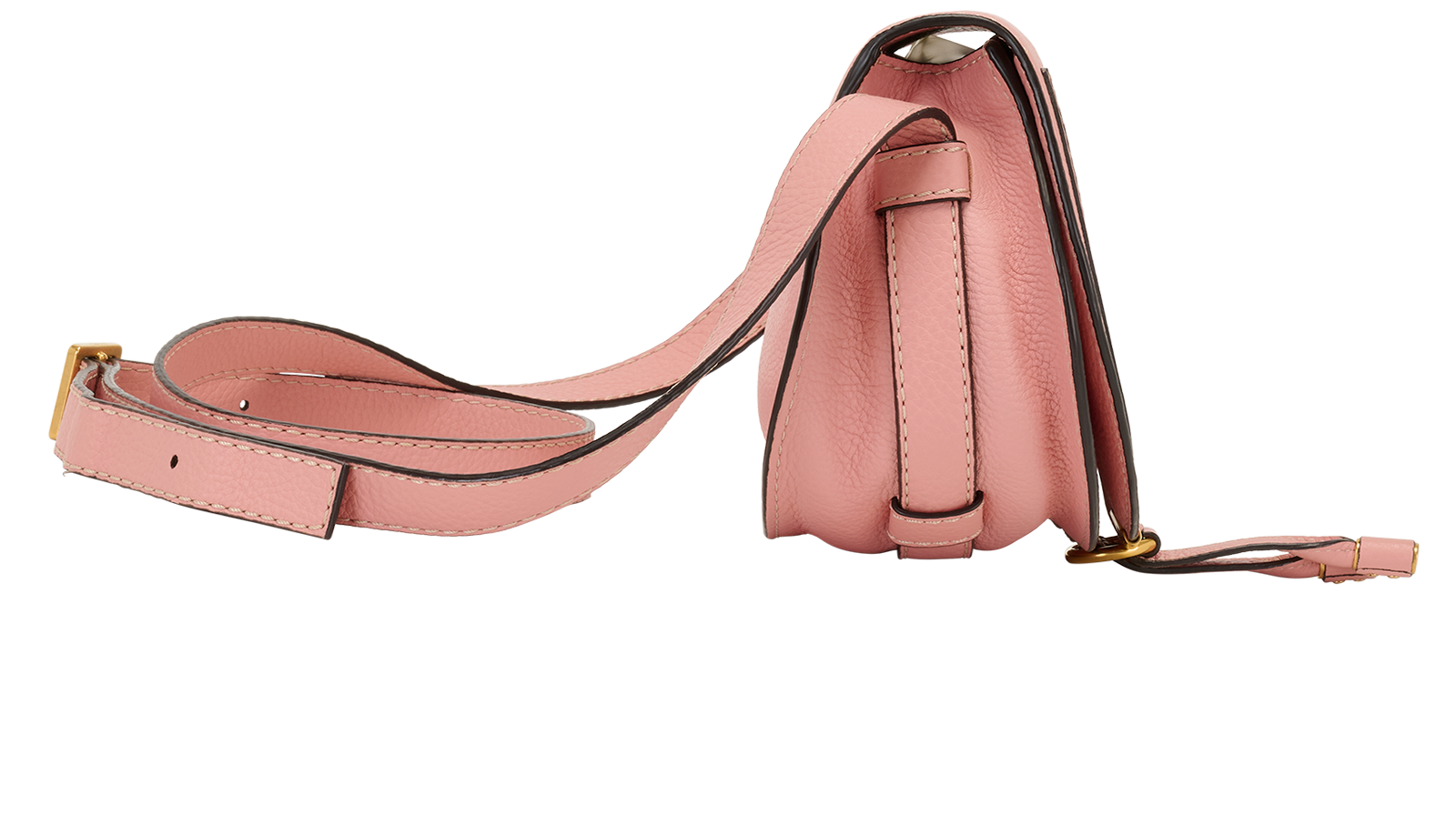 Small Marcie Saddle Bag, &pound;495, Handbags, Pink, Leather, Side view